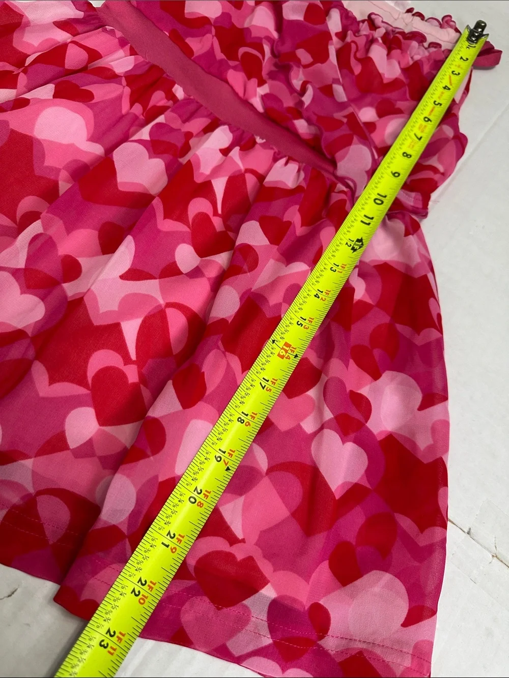 American Girl Red Hearts Ruffle Dress Sleeveless Youth Girls Size 7